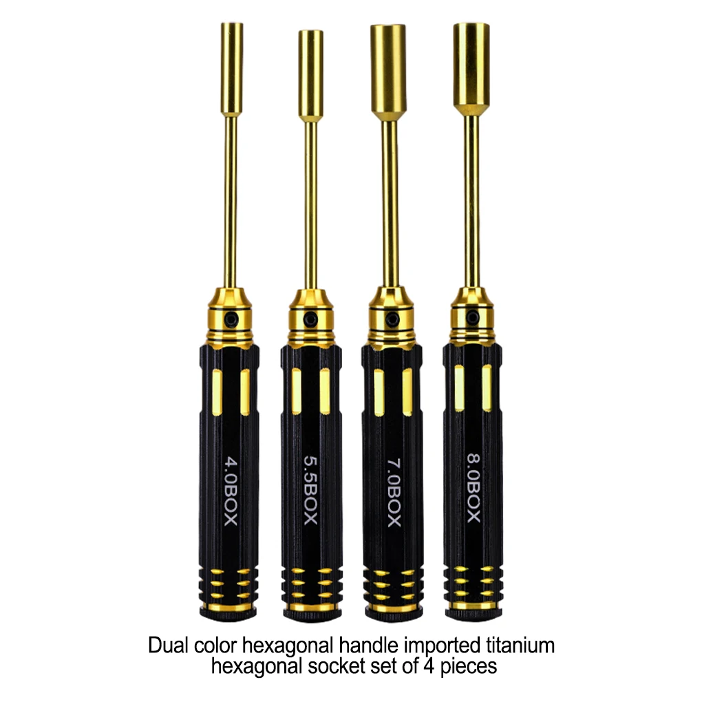 

Wide Application Socket Screwdrivers 4.0mm 5.5mm 7.0mm 8.0mm Hex Driver Set RC Flat Head Hexagon Screw Driver RC Wrench Tool Kit