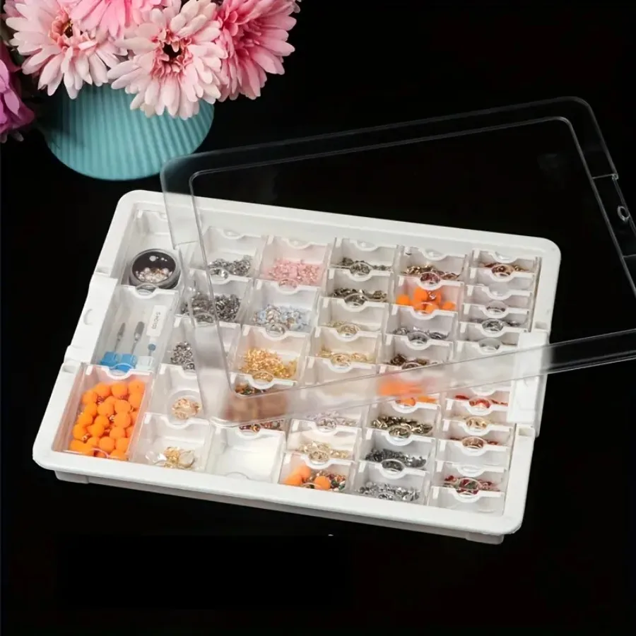 

DIY48pcs Transparent Plastic Storage Box Set - Ultra High Visibility Stackable Space-Saving Solution for Hair Accessories Jewel