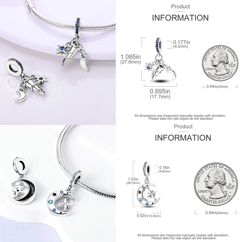 925 Sterling Silber Charm-Perlen Tagebuch Film Haus Sonne Mond Flugzeug Reise Kaffee DIY Armband Halskette Schmuck Geschenk für Frauen – Detail 30