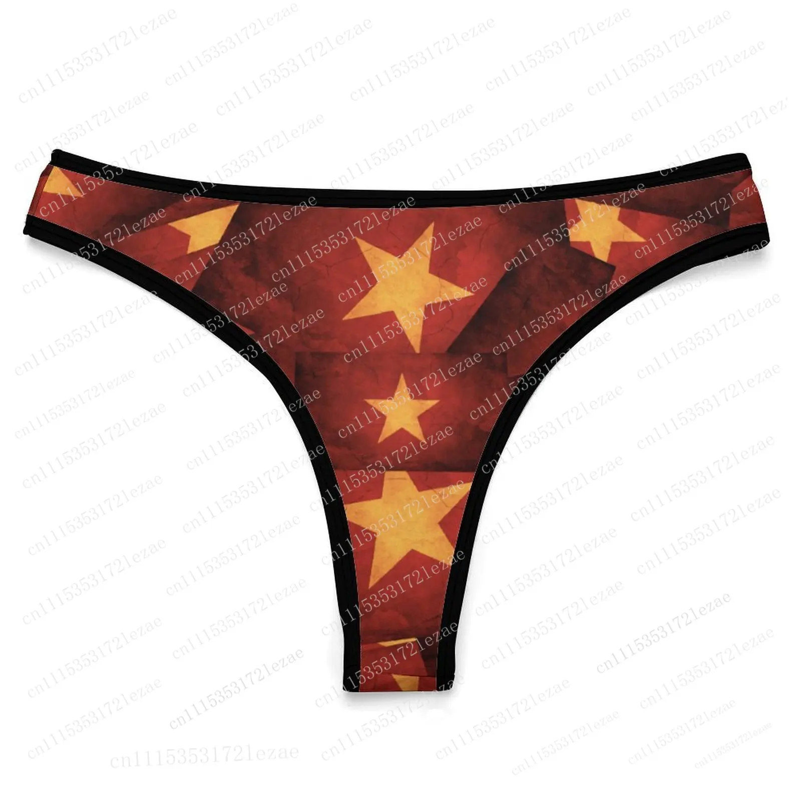 Vietnam Flag Custom Ice Silk Thong Panties Women's Comfortable Briefs S-2XL Suitable for Everyday Wear and All Seasons