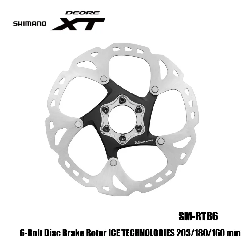 SHIMANO-DEORE XT 6-Bolt Disc Brake Rotor SM-RT86, ICE Technology, 203mm, 180mm, 160mm, MTB and Road Bicycle Accessories, Cycling