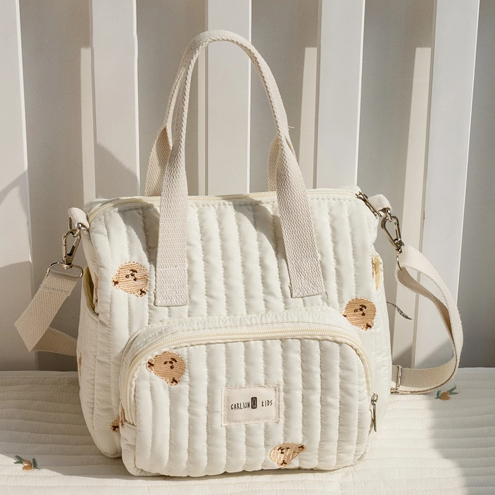 حقيبة أمي جديدة لمستلزمات الأطفال حقيبة يد كروس للزجاجات والحفاضات حقيبة تخزين ذات سعة كبيرة على الطراز الكوري