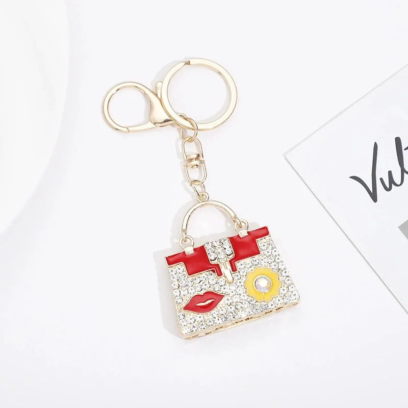 Fashion Cute Crystal Women Handbag Key Chain Rhinestone Bag Lady Wedding Jewelry Trinket Car Keychain Girl Gift