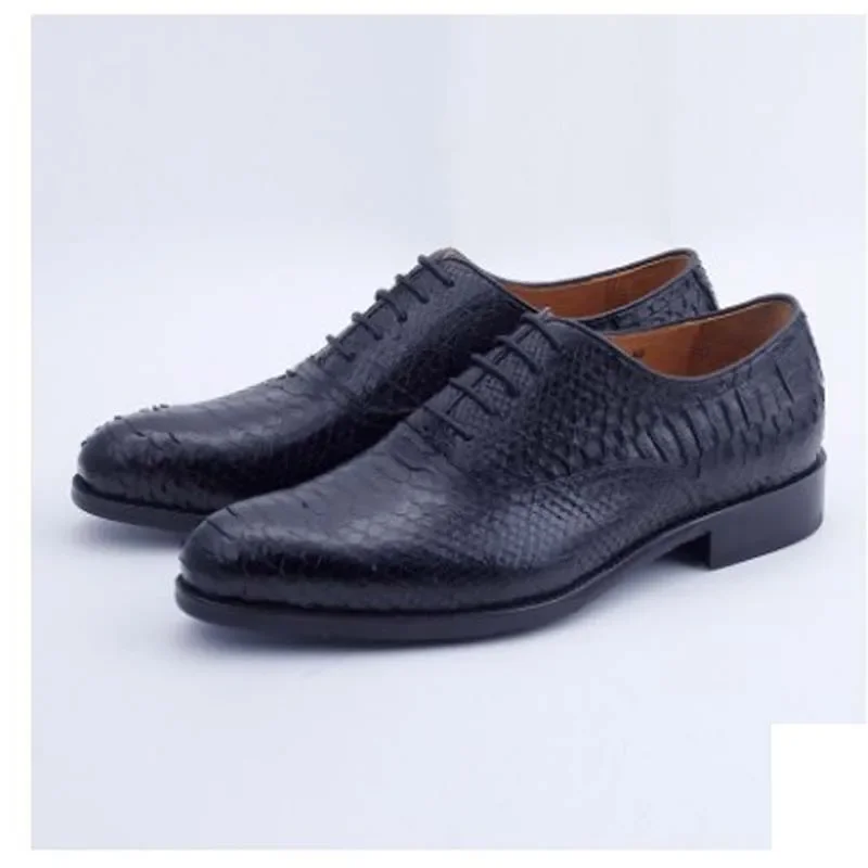 ourui true  Python skin  male  business Python Leather shoes  black new arrival men shoes