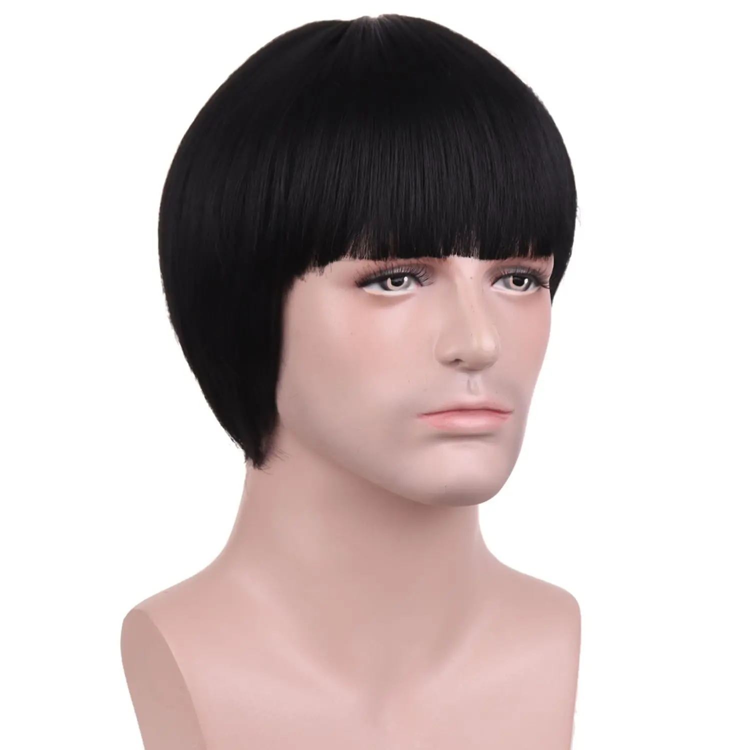 قصيرة الفطر قطع شعر مستعار للرجال 60s-80s شعر مستعار مسطح خمر فيلم حفلة الهالوين ناقلات زي شعر مستعار أنيمي