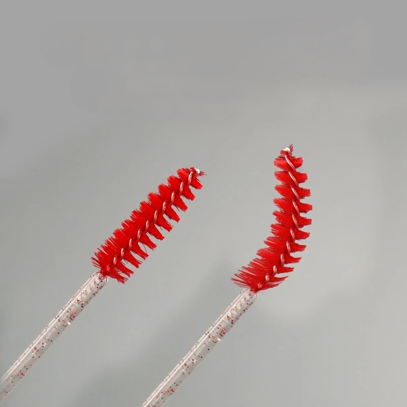 50pcs Crystal Rod Mascara Brush Solid Spiral Comb Can Be Bent Eyelash Comb