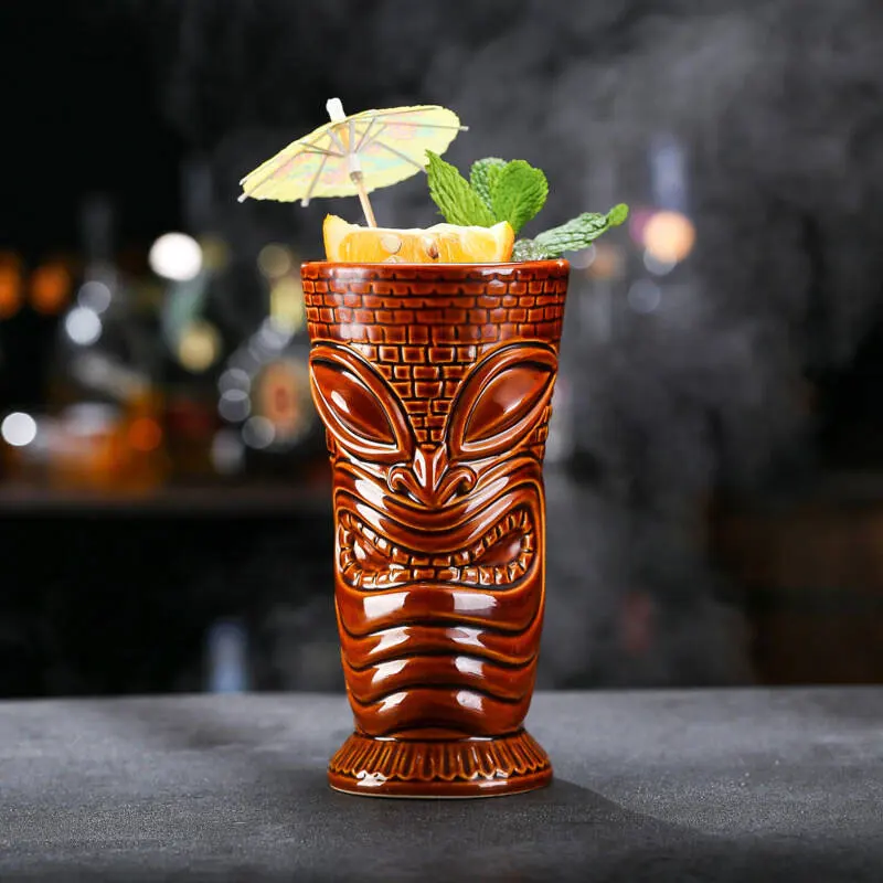 Wine Mug Bar Tools Tiki Cup Bar Hawaiian Cocktail Cup Party Tiki Cup Creative Ceramic Cup Beer Beverage Mugs Gift for Friends