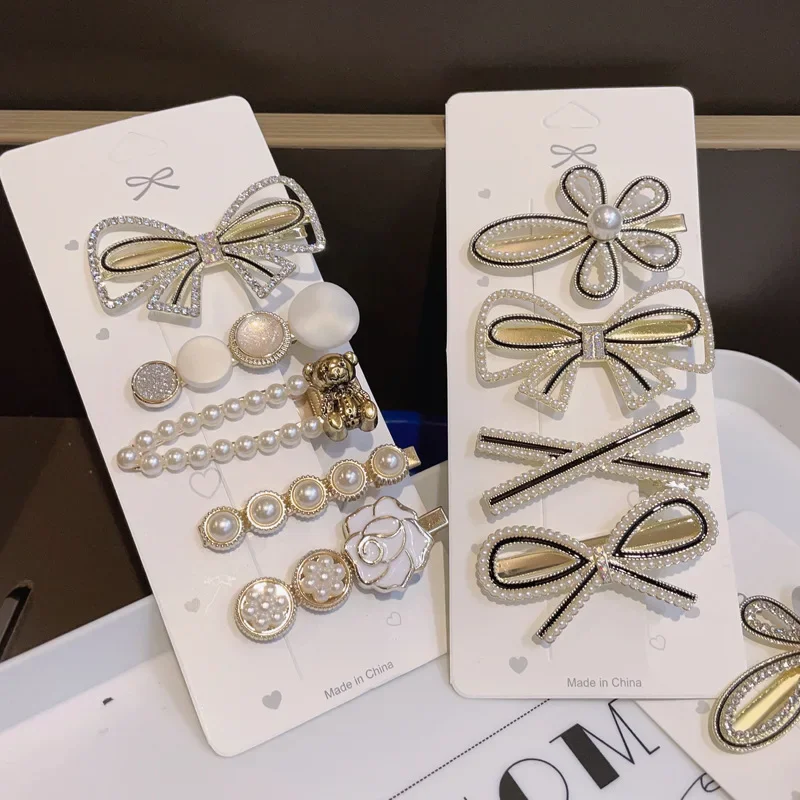 

1set Korean Styles Hair Clips Set Cute Hairpin Advanced Barrettes Clip Women Alloy Pearl Hairpin Princess Girls Clip Accessories