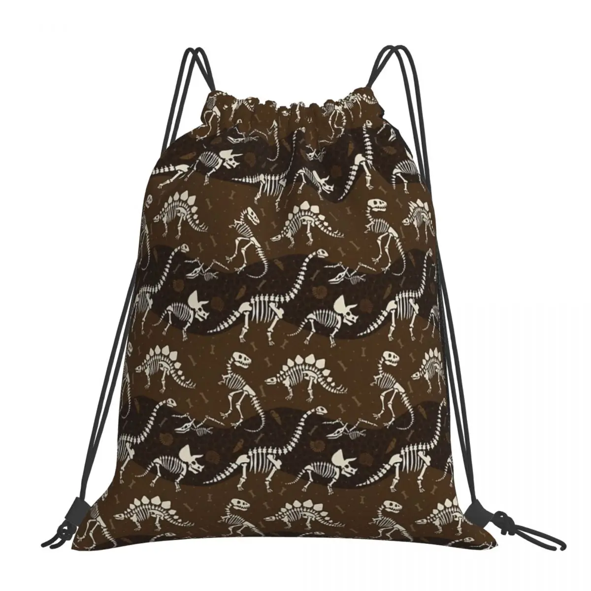 Sacs à dos à motif de dinosaure fossile, sacs à ficelle de proximité multifonctions, sac de sport à poches groupées, sacs à livres pour voyage et école