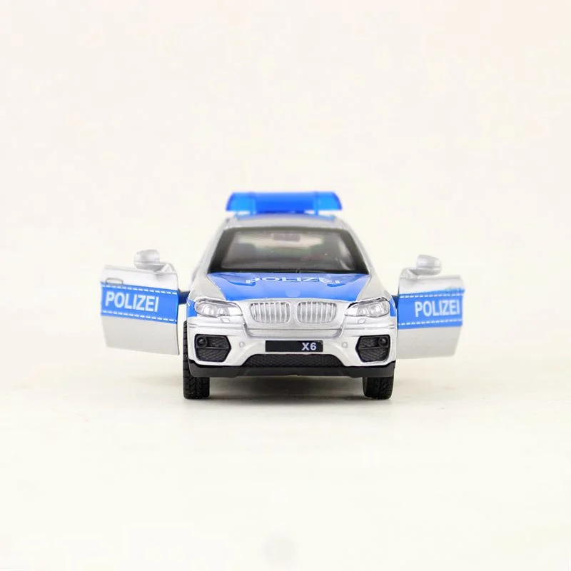 Diecast Metal Toy Model 1:43 Scale BMW X6 Police SUV Car Pull Back Doors Openable Educational Collection Gift For Kid Match Box