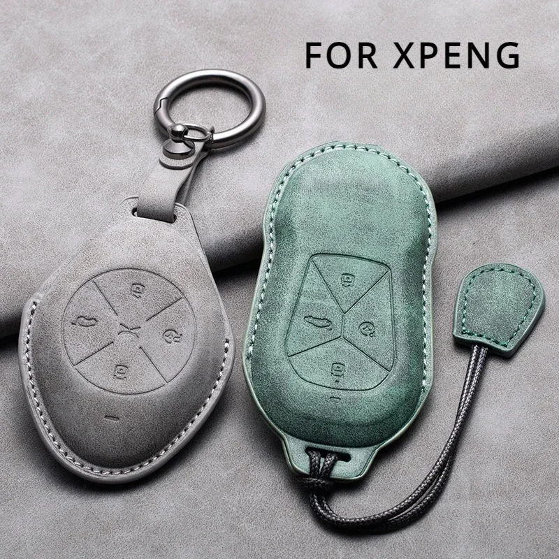 

Leather Car Remote Key Case Cover for Xiaopeng Xpeng P5 P7 G3 G6 G9 G3i 2021 2022 Car Key Fob Shell Holder Keychain Accessories