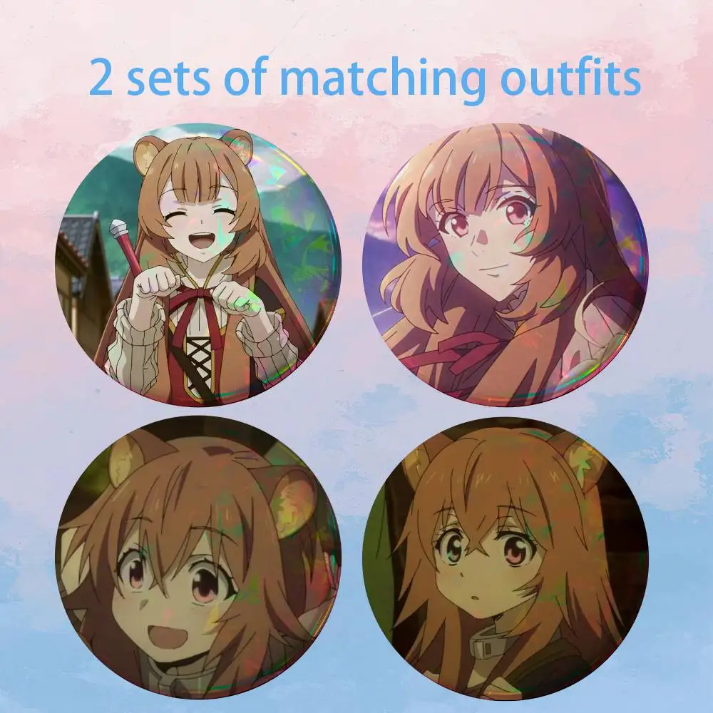 S-Shield Hero TRotSH Raphtalia HD Print Round Lapel Pins Pretty Derby 2 piece set Round Display Brooches Brooch Badges