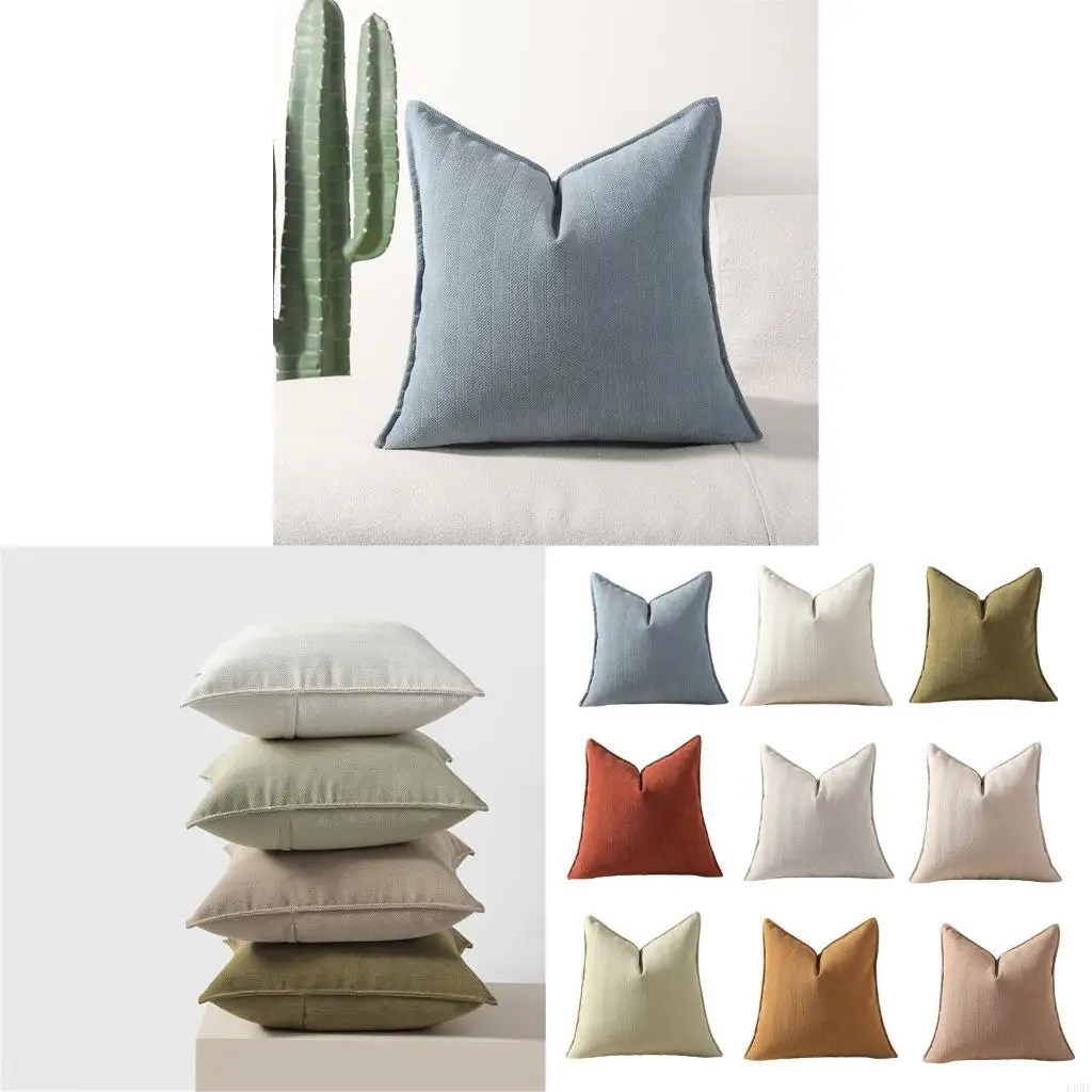 L9BE Square Cushion Case Pillow Cover Color Plushie Fabric 45x45CM for Couch Bed Sofa Living Room Decoration