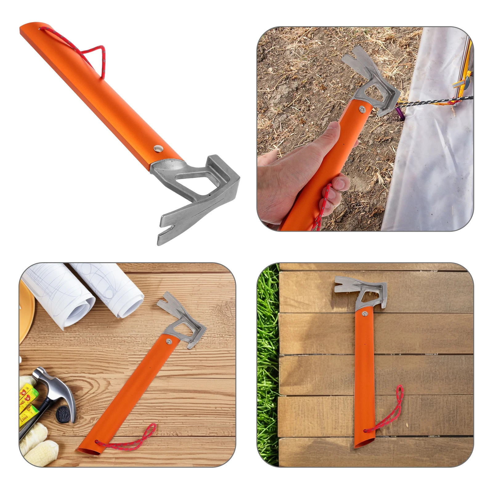 

1pc Durable Aluminum Handle Stainless Steel Head Camping Hammer for Tent Pegs Stake Puller Outdoor Nail Roofing Tool