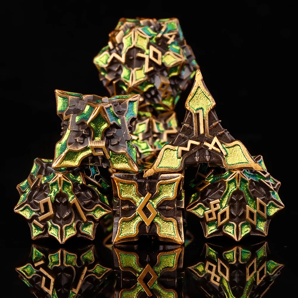 

Набор металлических многогранных кубиков премиум-класса для D&D RPG — 7 шт., прецизионные кубики с острыми краями для игр, коллекционные металлические кубики Dungeon