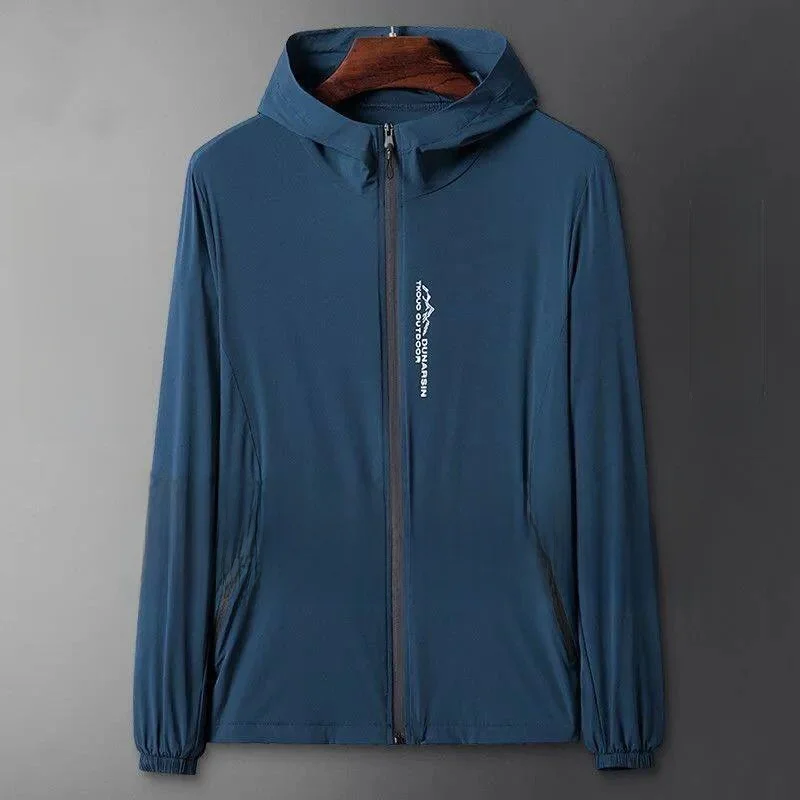 

Men's Summer Ice Silk Thin Casual Fishing Leisure Wear Sun Protection Outerwear Breathable Lightweight Long Sleeve Hoodie