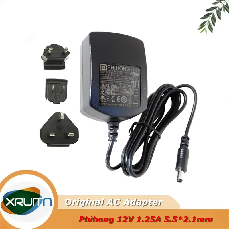 Genuíno Phihong PSA15R-120P 12V 1.25A 15W 5.5*2.1mm Fonte de alimentação de comutação Carregador adaptador AC