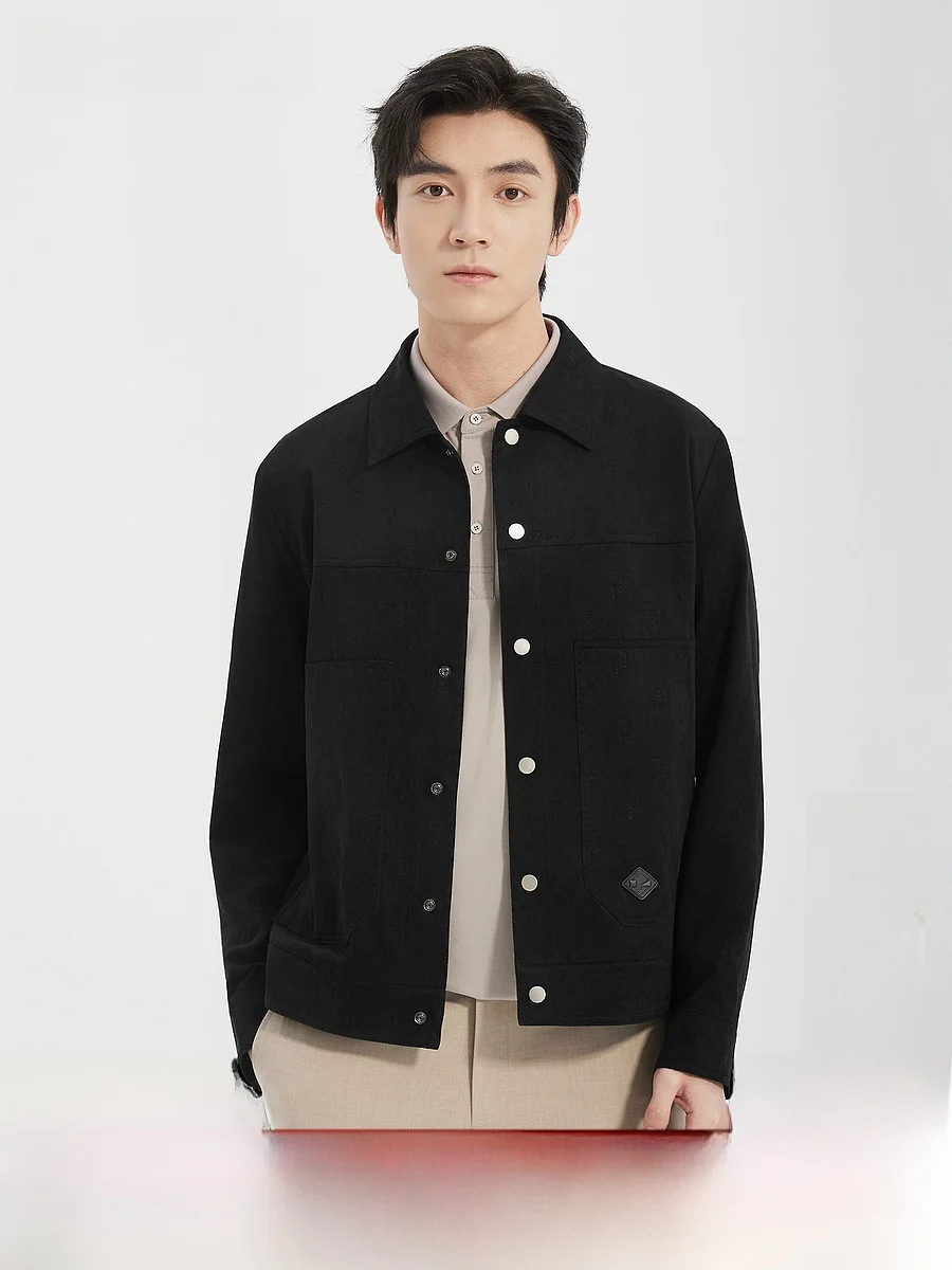 Lilanz Casual Short Collar Jacket Men's Spring New Style Pure Color Men's Outerwear Hidden Buttoning Fashion Urban Youth