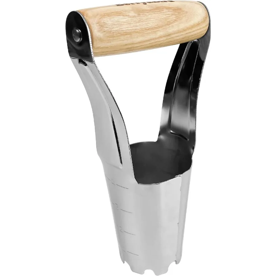 Macetero de bulbos de jardín de acero inoxidable con marca de profundidad de 4 pulgadas para una plantación fácil y precisa de flores como narcisos de tulipanes