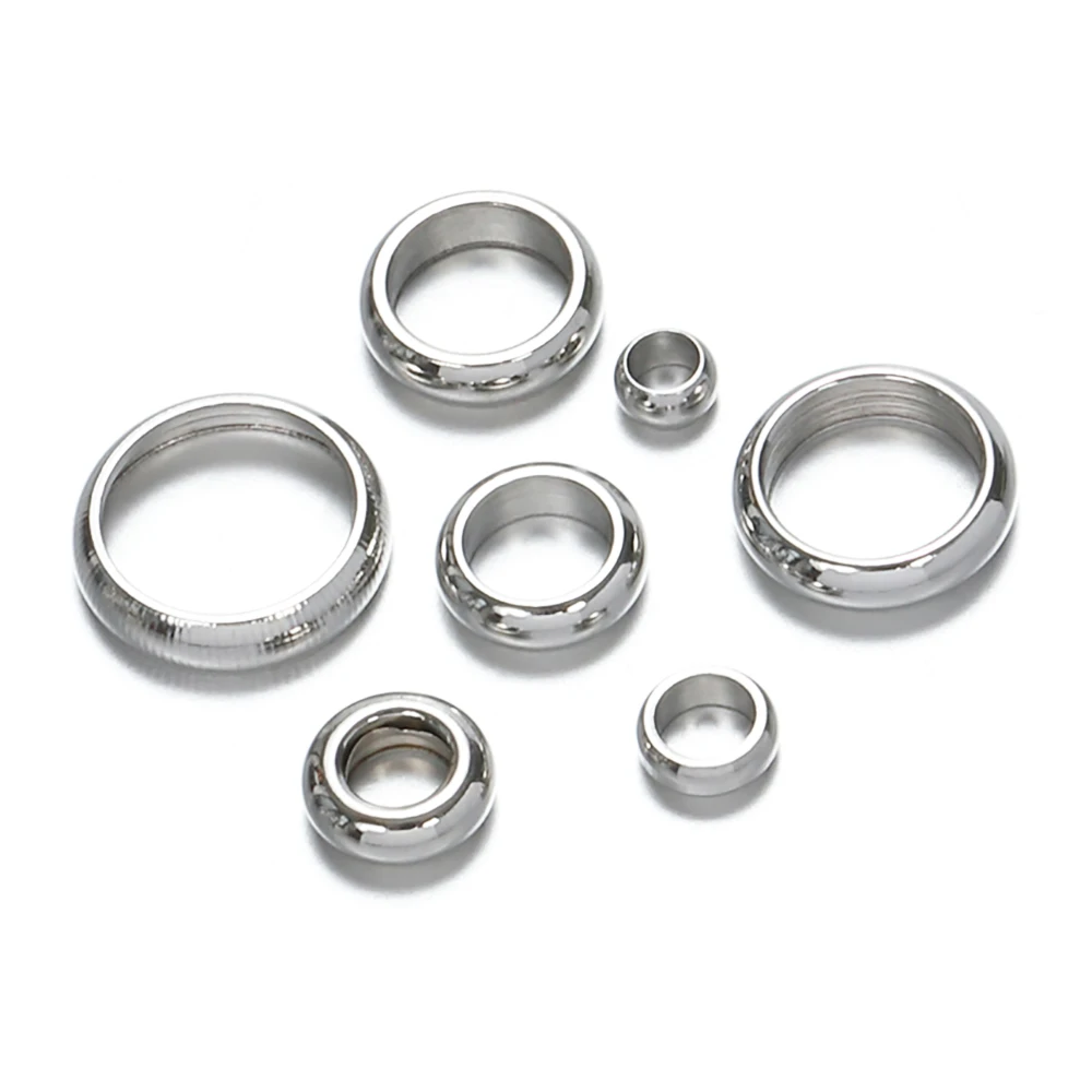 50pcs Spacer Bead Stainless Steel Metal Bead for Bracelet Jewelry Making Fit 2/2.5/3.8/6/8mm Leather Rope Wire DIY Accessories