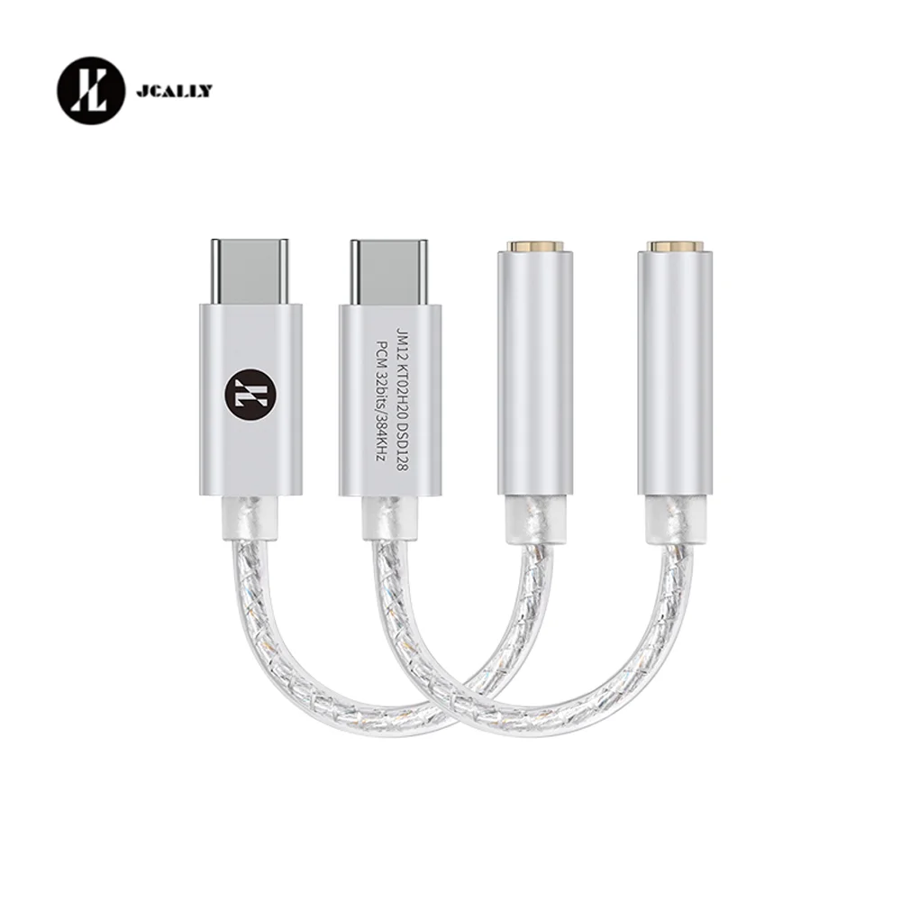 JCALLY JM12 Digital Audio Adapter Type-C to 3.5mm HIFI Sound DAC Decoder Headphone Amplifier for Phone PC Audio Cable