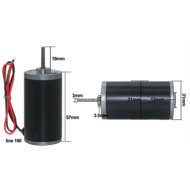 

31ZY DC Motor 12V 24V High Speed 3500rpm-8000rpm PWM Controller Reversed Permanent Magnet Low Noise Metal Motor Electric Engine