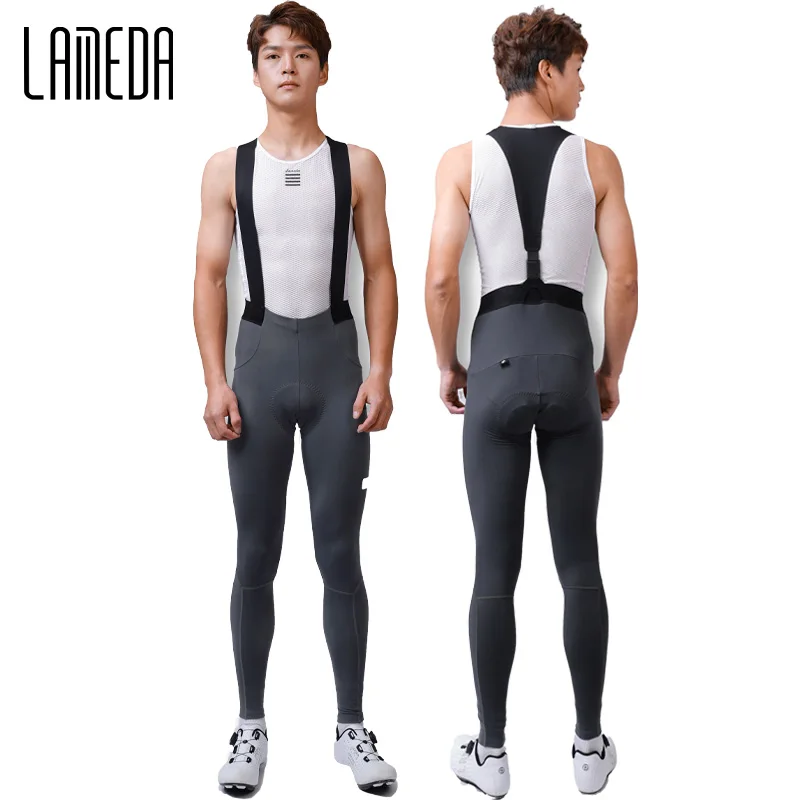 LAMEDA Men's Cycling Bibs Pants High-waisted Thermal Winter Fleece Bicycle Pants Tights Windproof  MTB Cycling Clothing Toursers