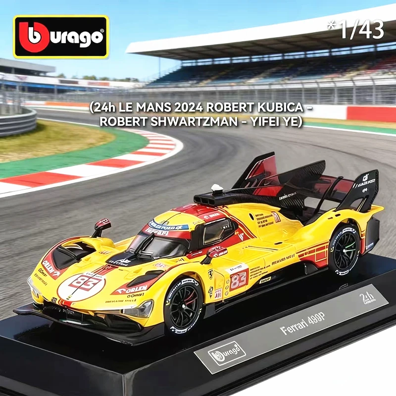 

Новинка! Модель спортивного автомобиля Bburago 1:43 499P для 24-часовых гонок на выносливость, литая металлическая модель, гоночный автомобиль для трека, детская игрушка, подарок на день рождения