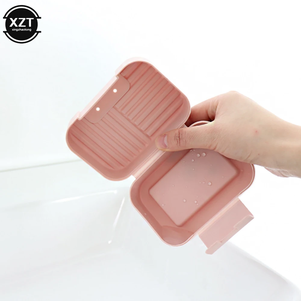 Nordic Style Soap Box Dish Plate With Lid Lock Sealed Travel Portable Soap Case Leakproof Container Holder Bathroom Soap Storage