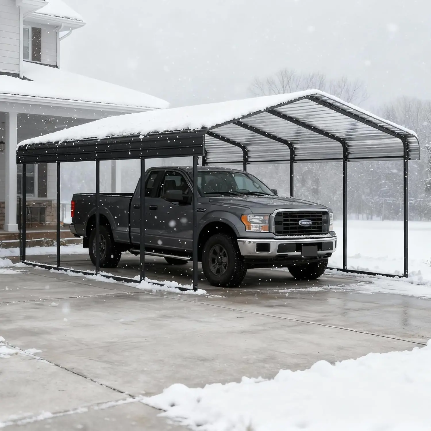 

Heavy Duty 12x20FT Metal Carport Kit Galvanized Roof Outdoor Garage Shelter Shade for Car Boat Truck, Custom