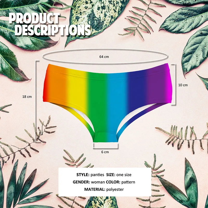 DeanFire Super Soft Women\'s Underwear Panties Rainbow Print Novelty Push Up Briefs Lingerie Thong Gifts