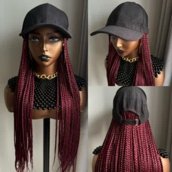 WIGERA Rainbow Ombre On Sales Cheap Long Box Braided Synthetic Wig With Silver Baseball Cap Braiding Hair Extensions For Women