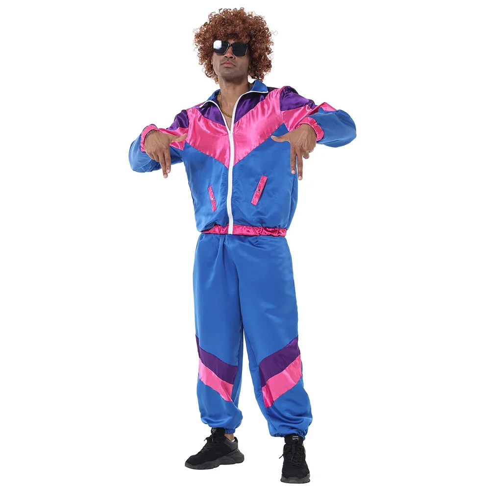 

Adult Women Men 80s 90s Retro Sportwear Hippie Disco Cosplay Stage Costume Retro Sportswear Suit Halloween Role Playing Clothes