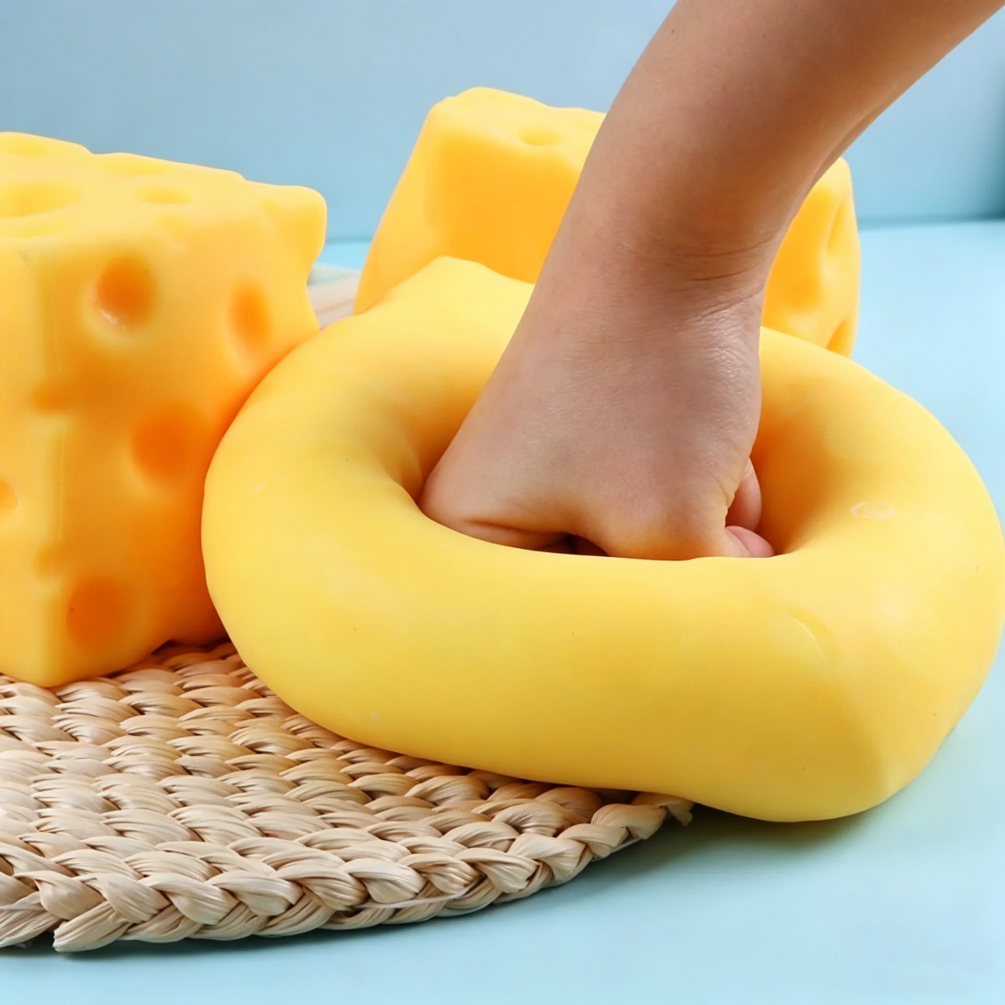 Juguete Blandito Gigante en Forma de Cubo de Queso y Barra de Mantequilla, de Rebote Lento, Moldeable, Sensorial ASMR, Antiestrés, Regalo para Adultos