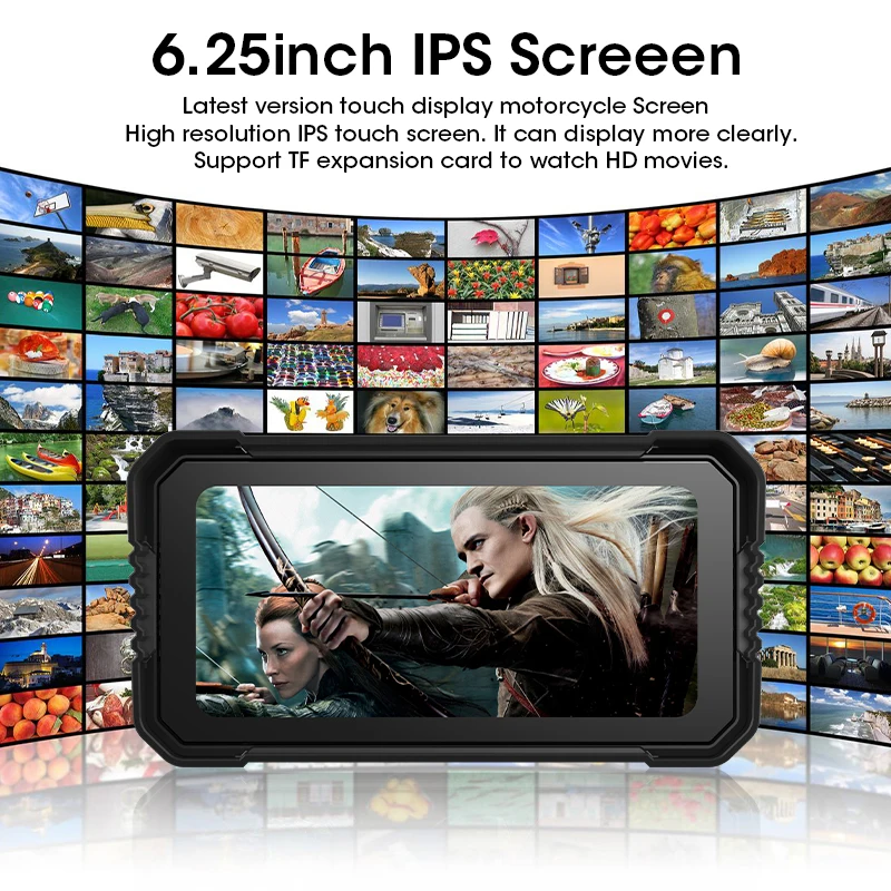 Srnubi 6.25 "دراجة نارية CarPlay المحمولة أندرويد السيارات نظام تحديد المواقع والملاحة الرقمية موتو لوحة القيادة الوسائط المتعددة شاشة عرض مقاومة للماء