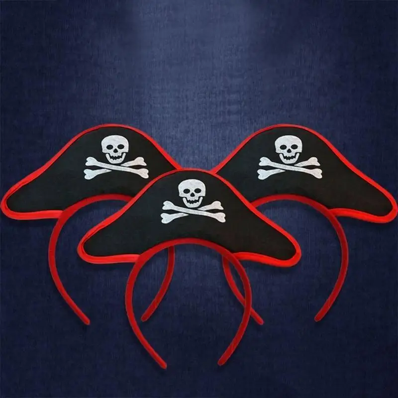 

39BD Halloween Pirate Headband Pirate Hat Headband Halloween Hair Hoop Pirate Cosplay Headpiece Day of Dead Headband