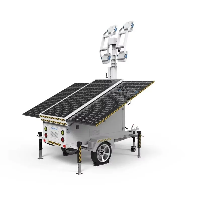 9m Mobile Solar Power Generator Trailer Light Tower With Led For Large-scale Infrastructure Diesel Powered Genset  Customized