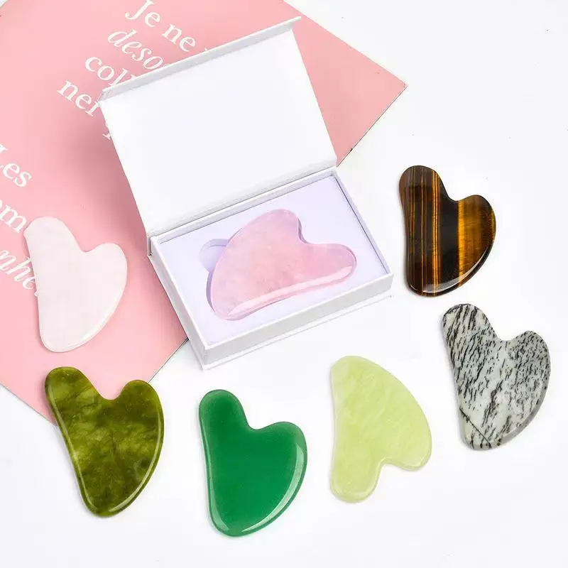 1PC Guasha Massage Natural Stone Jade Scraper Facial Gua Sha SPA Neck Massager Women Portable Face Skin Care Beauty Healty TooL
