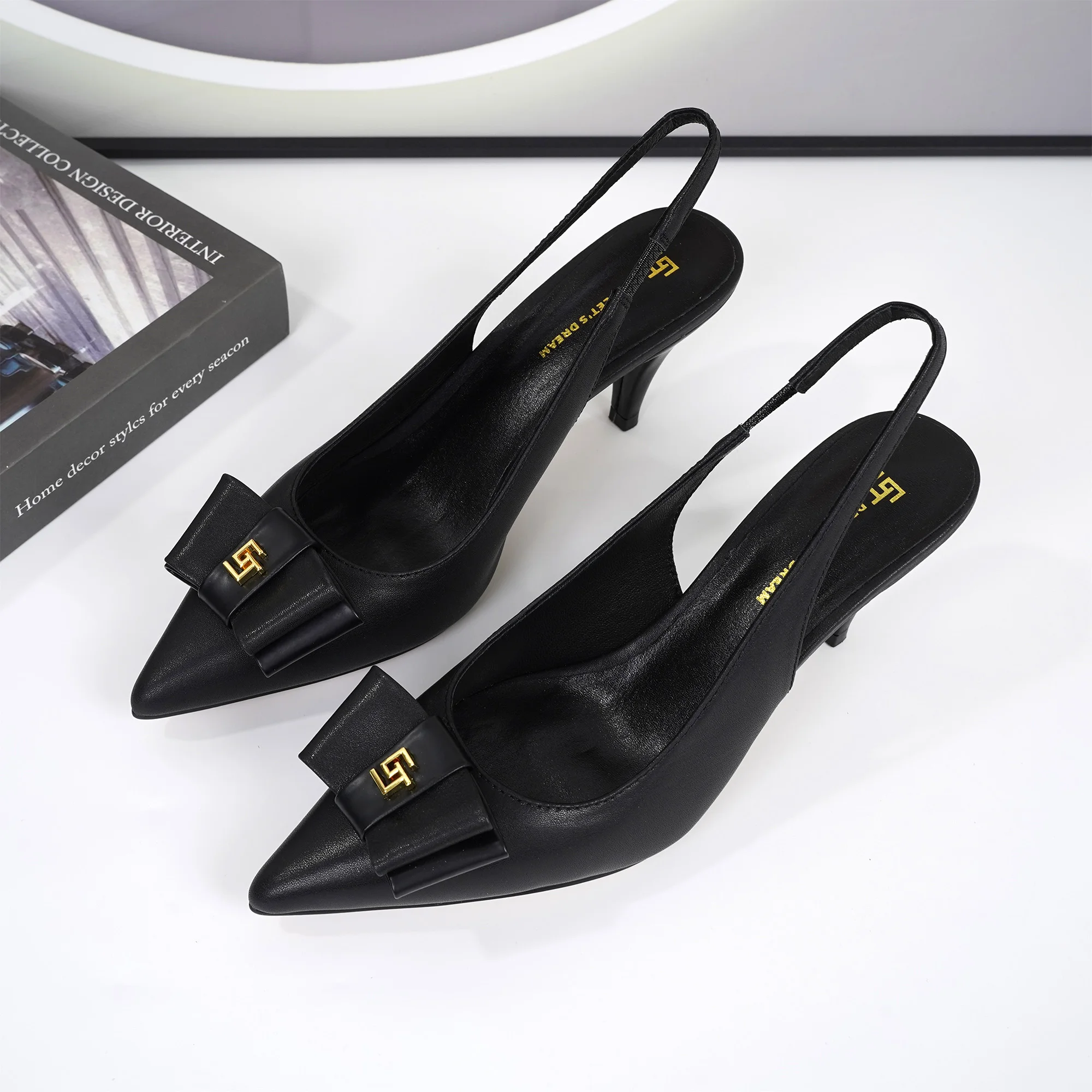 Escarpins décontractés pour femme, design italien, collection été 2026, en cuir antidérapant, pour l'extérieur, marque GJ, grandes tailles