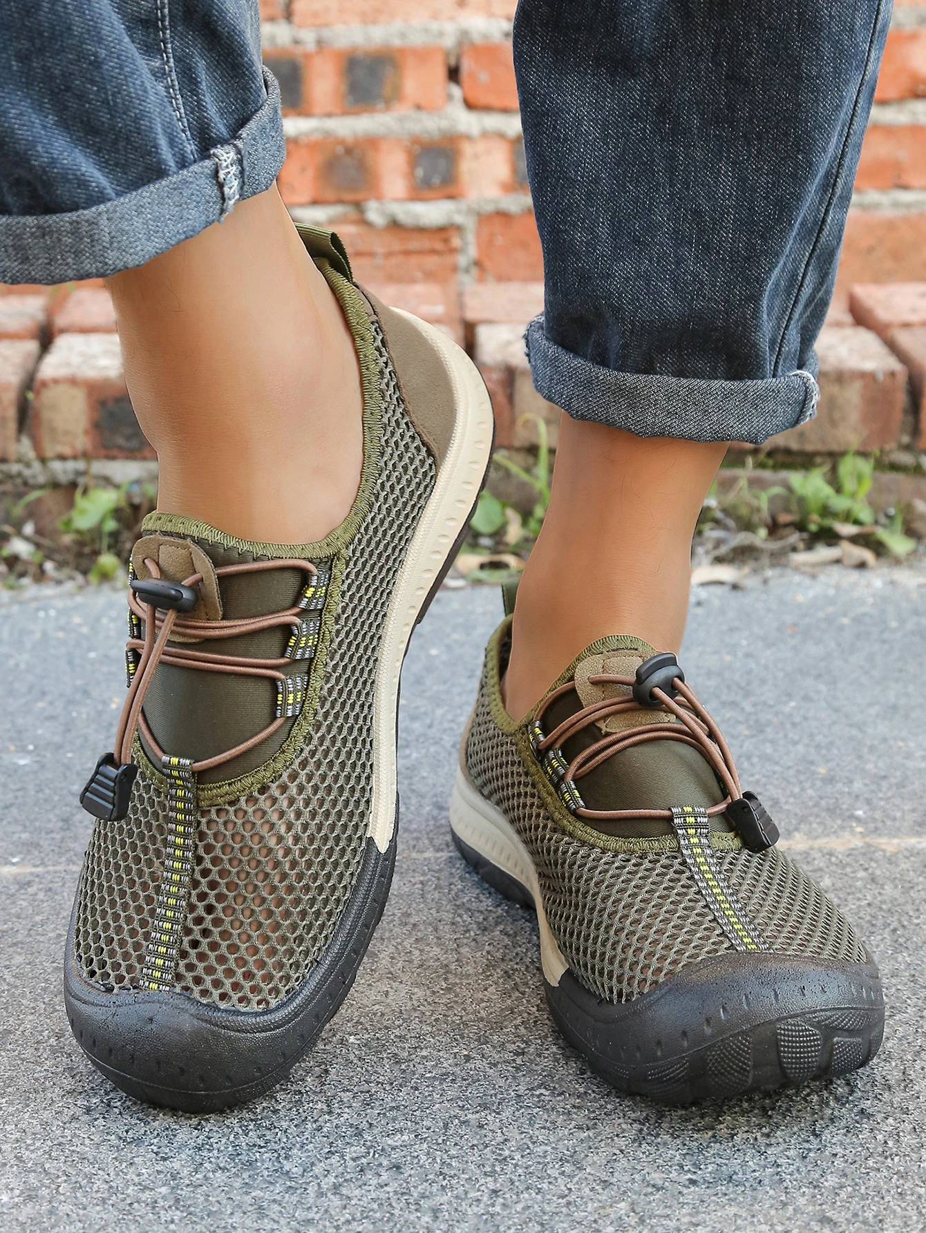 Herren-Schnellverschluss-Wanderschuhe mit Hohlnetz-Design, Gestreiften Ziernähten und Verstärkter Gummikappe für Outdoor und Freizeit – Detail 6