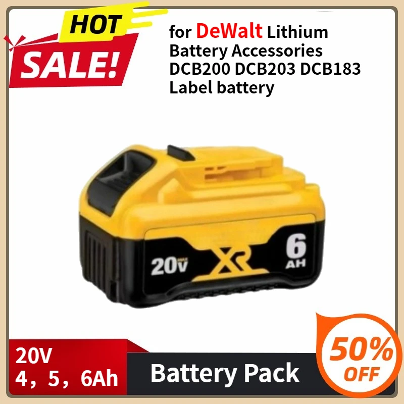 

DCB206 Lithium Ion Battery 6.0Ah for DeWalt Lithium Battery Accessories DCB200 DCB203 DCB183 Label 4.0 5.0 6.0Ah 20V