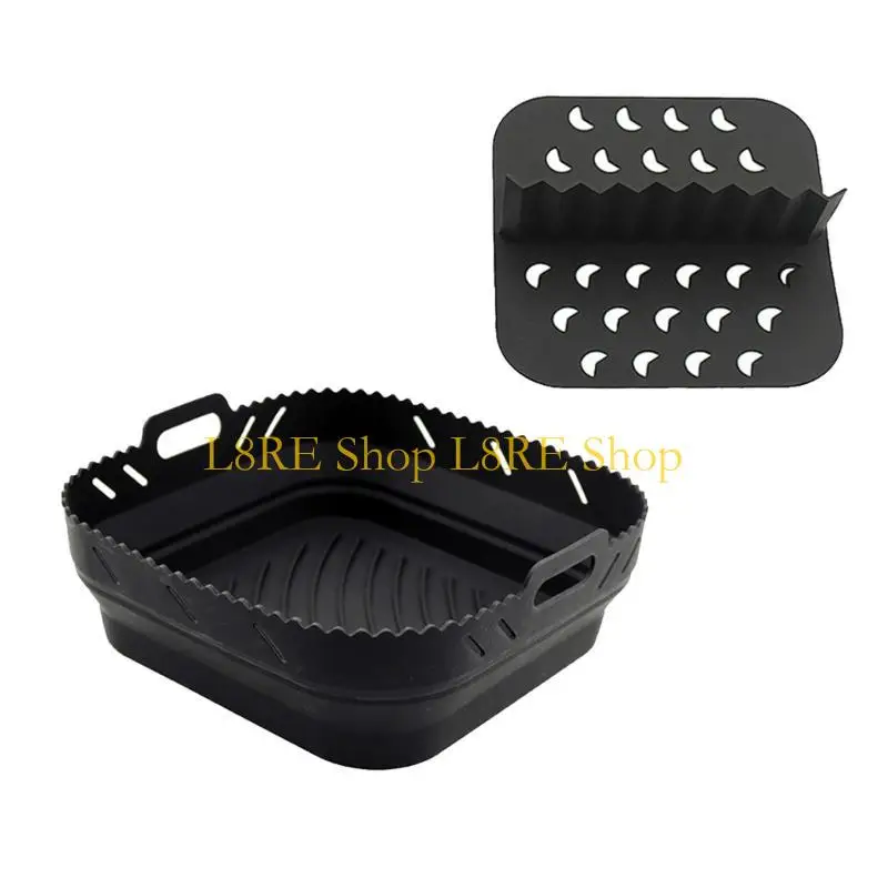 L8RE 에어 프라이어 실리콘 바구니 플레이트 스퀘어 재사용 가능한 에어 프라이어 요리 액세서리 접이식 공기 프라이어 도구 베이킹 몰드