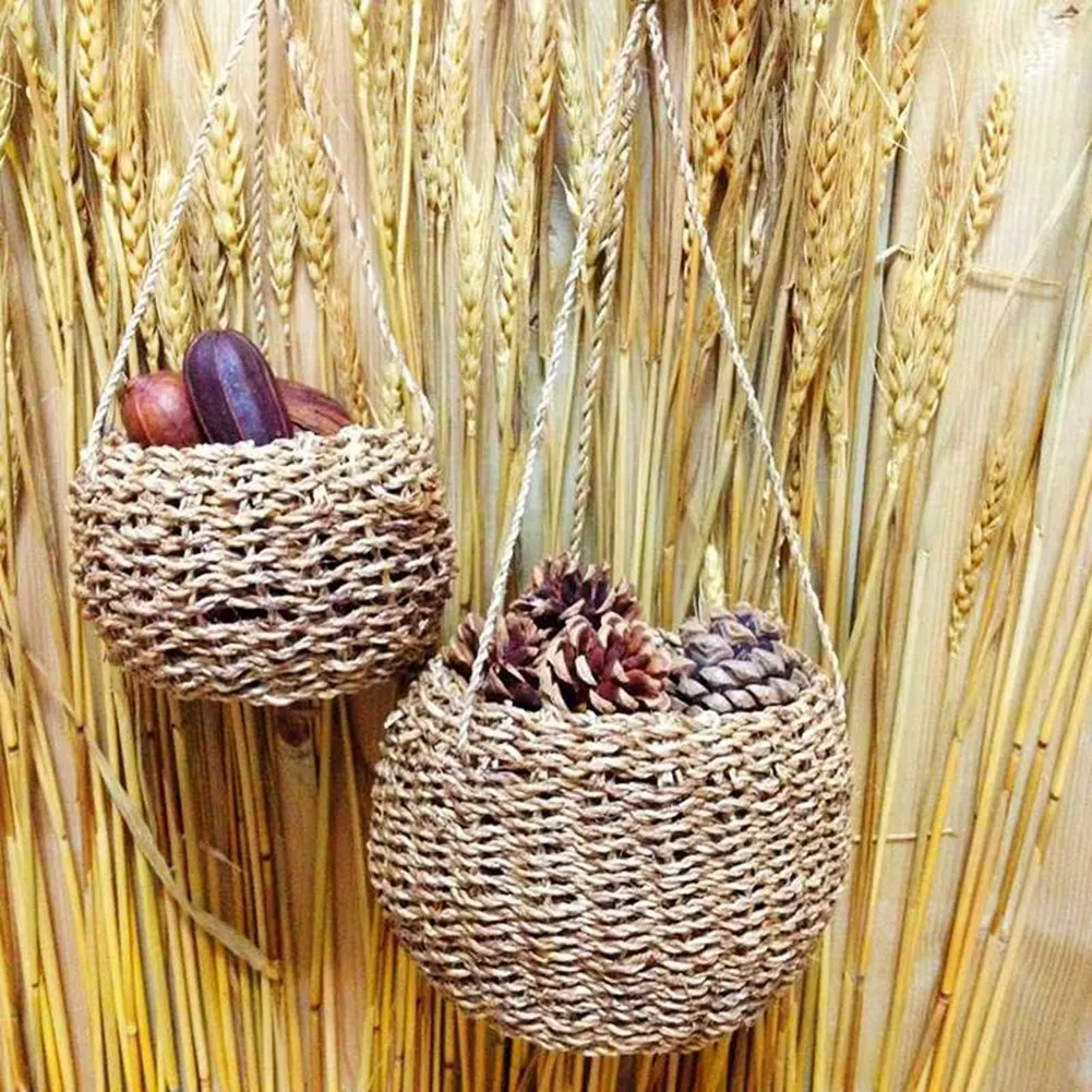 Mini Hand-Woven Hemp Rope Basket Can Be Inserted Fleshy Flowers Thin Hemp Rope Hanging Basket Can Be Decorated Household Items