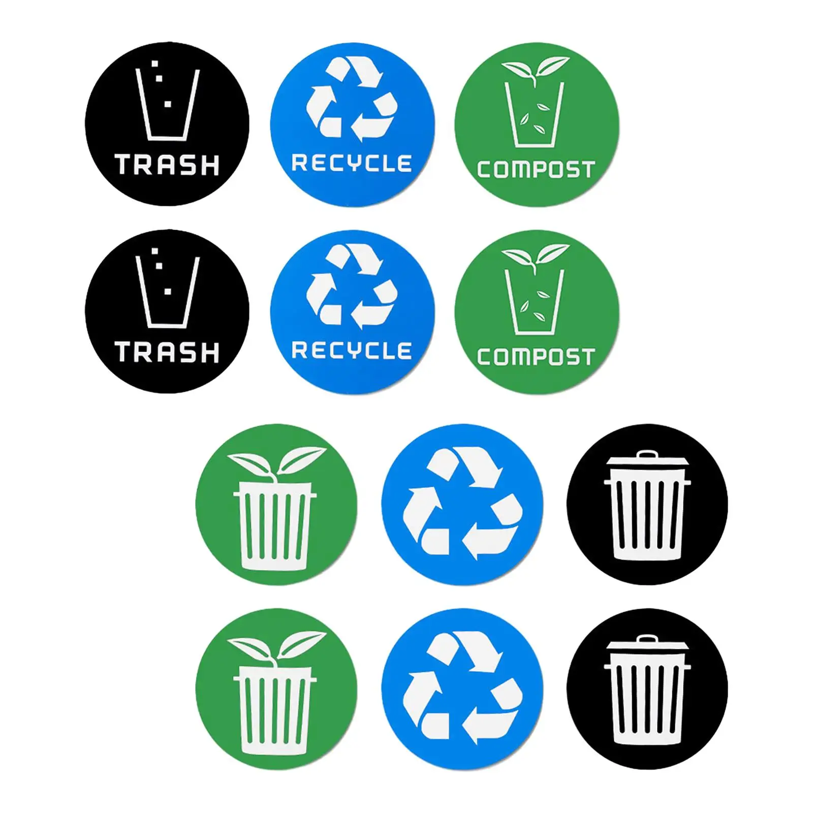 

12Pcs Garbage Can Stickers Trash Can Recycle Sticker Large Round Garbage Recycling Sticker for Home Office Commercial Event