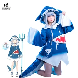 ROLECOS Hololive Gawr Gura Cosplay Costume ENG Shark Costume pour femmes Halloween Youtuber Cosplay ensemble complet queue