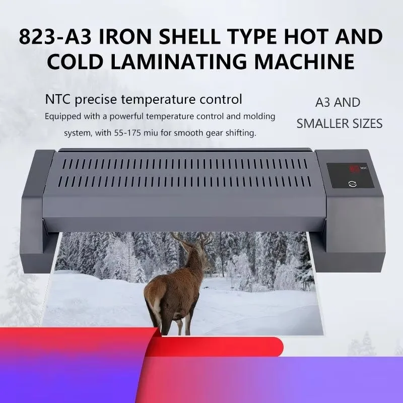 A3 Laminator 9-Speed Adjustable Cold Hot Laminating Machine for Office & Commercial Use