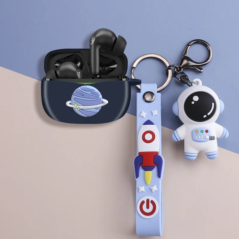 Pingente criativo astronauta chaveiro, capa protetora de silicone macio para SoundPeats Air3 Pro