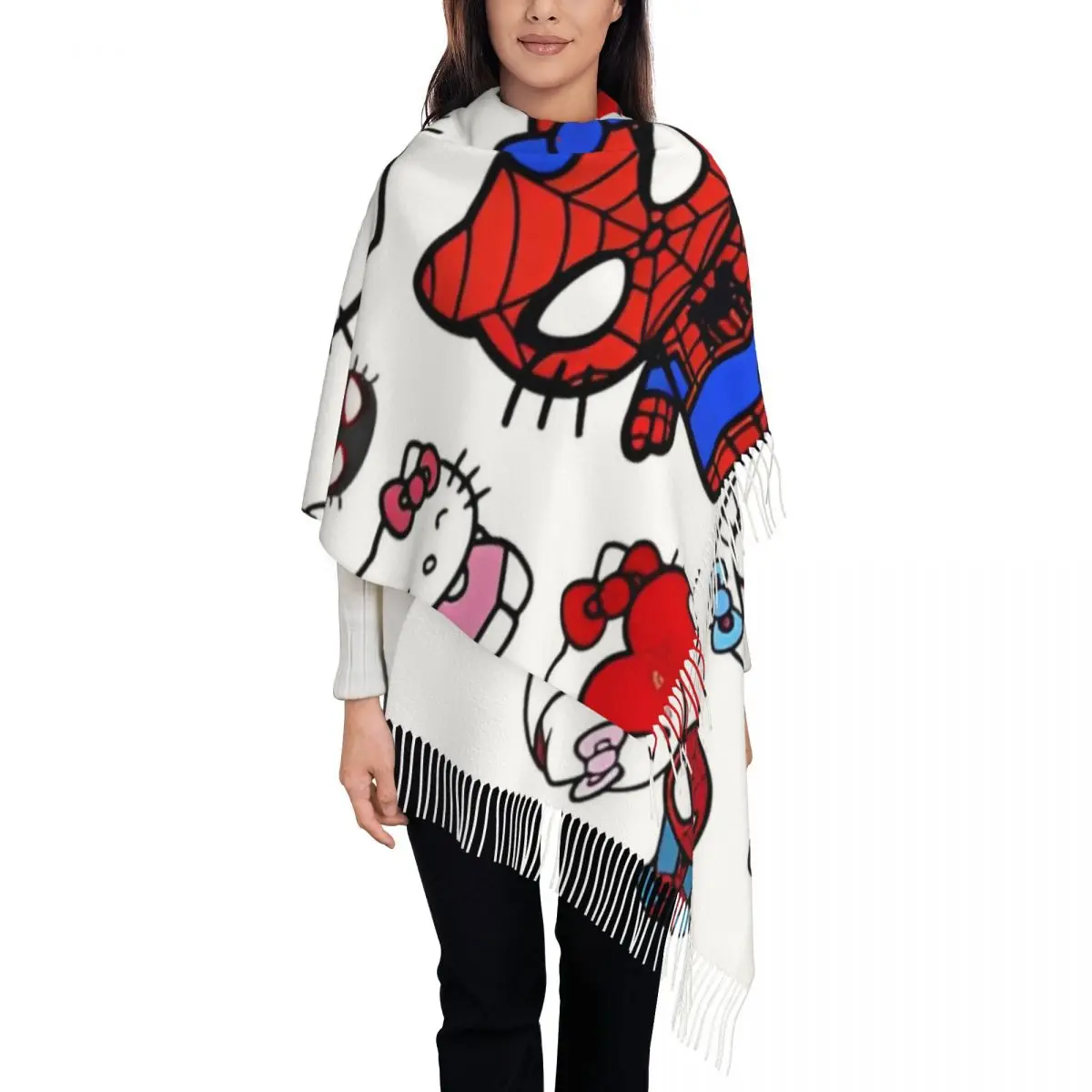 Hello Kitty Spidey-chales para hombre y mujer, bufanda larga y suave, chal de invierno