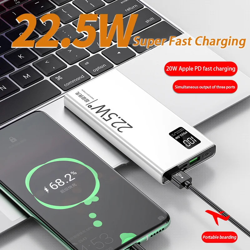 

22.5W Super Fast Charger 100000mAh Large Capacity Portable High Capacity Digital Display External Battery For Iphone Samsung