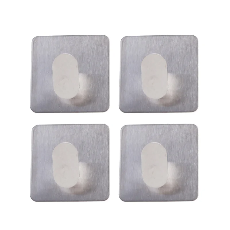Stainless Steel Wall Hooks Self Adhesive Hooks For Hanging Wall Key Holder Wall Hanger Towel Holder Coat Hook Bag Hanger 4pcs